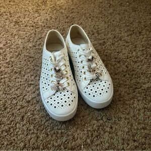 Dolce Vita White Sneakers with Gold Accents